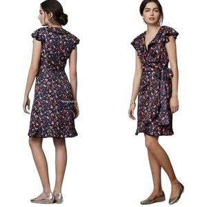 Hi There By Karen Walker Faux Wrap Ruffle V Neck Novelty Cherry Print Dress SZ 8